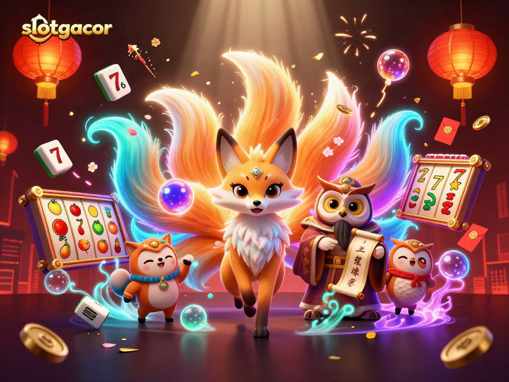 Experience thrilling wins with slotgacor in a vibrant casino atmosphere featuring enchanting characters.