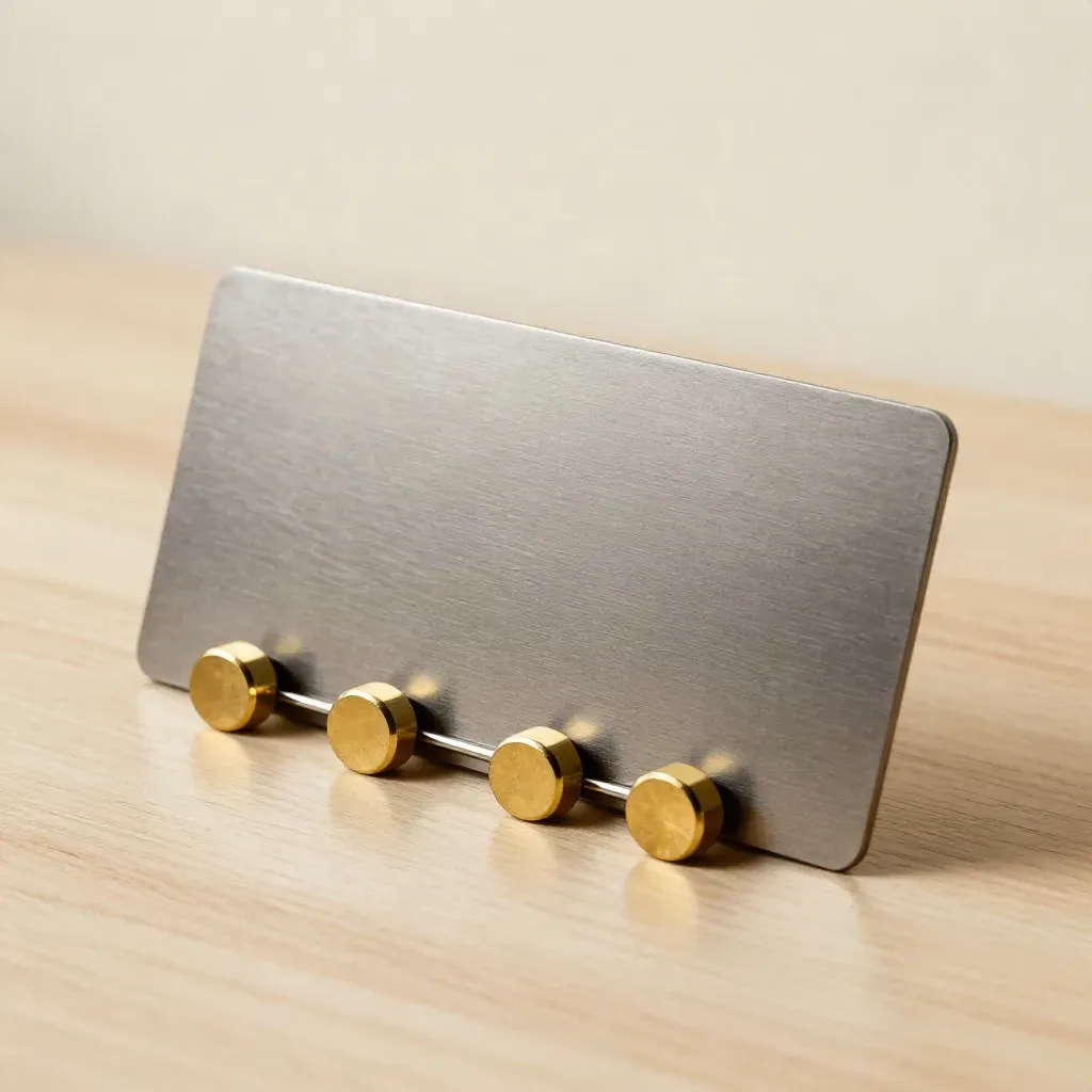 Brushed metal offer cards and brass weights on pale oak, comparing loan options.